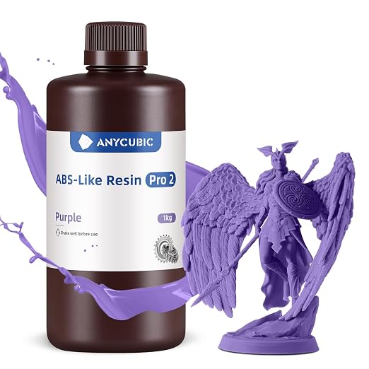 ANYCUBIC 3D Printer Resin, ABS-Like Resin Pro 2 with Enhanced Strength and Toughness, Performance far Superior to ABS-Like Resin, Low Odor, Wide Compatible for All Resin 3D Printers (Purple, 1kg)
