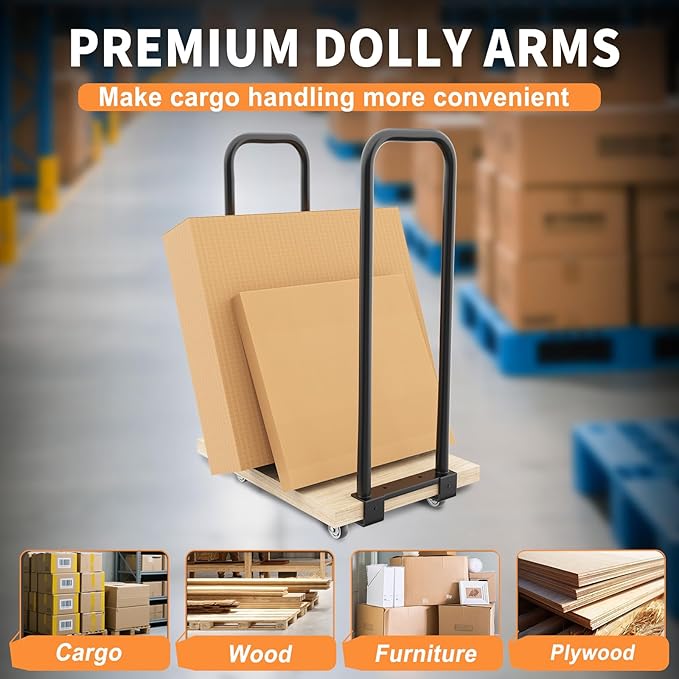 28 Inches Cart Handle Dolly Converter Kit with 4 Locking Caster Wheels, Suitable for Various Wooden Boards and Wood Strip, SuitableGarage, Moving Dolly, Workshop Tool, Garden，Mattress Mover
