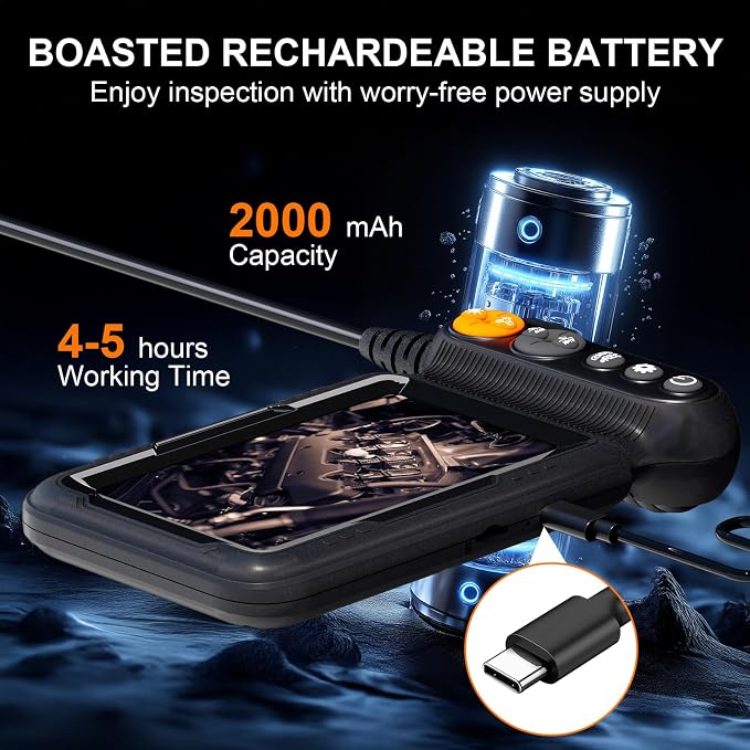 Daxiongmao Endoscope Camera with Light, Dual Lens 1080p HD Borescope, IP67 Waterproof Snake Camera – Ideal for Inspecting Walls, Vents, Automotive Engines, Pipes – A Great Tool Gift for Men (16.4ft)