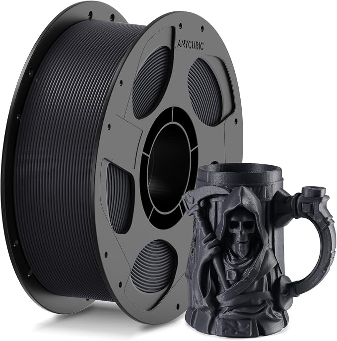 ANYCUBIC PETG-CF Carbon Fiber 3D Printer Filament 1.75mm, Durable Impact & Heat Resistant, Satin Carbon Fiber Texture, 1KG Reusable Spool, Titanium Grey