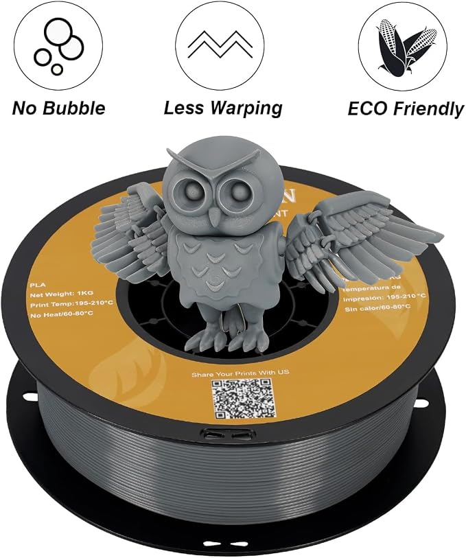 Kingroon PLA Filament,12 Rolls, Dimensional Accuracy +/- 0.02 mm, 12kg Spool(26.5lbs), 1.75 mm, Grey