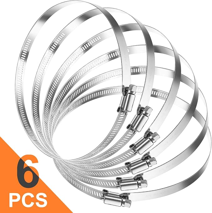 MIAHART 120Pcs Stainless Steel Single Ear Hose Clamps with Ear Clamp Pincer, Pack of 6 Hose Clamp 3“/4”/6“