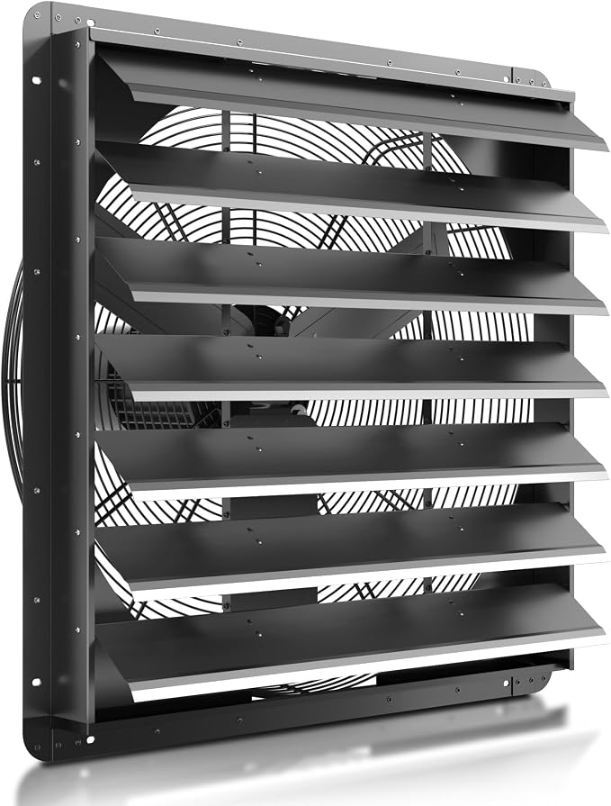 30 Inch Shutter Exhaust Fan, Aluminum Wall Mounted Exhaust Fan,7207 CFM High Speed Automatic Louvered Vent Fan for Greenhouse, Factory,Shop,Garage, ETL Listed