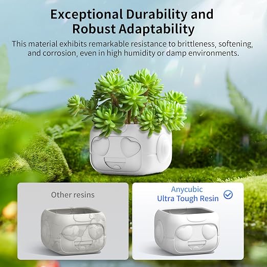 ANYCUBIC Ultra Tough Resin, 3D Printer Resin with Strong Impact Resistance and High Flexibility, Suitable for Direct Use or as an Additive, Wide Compatible for LCD Resin 3D Printers (White, 1kg)