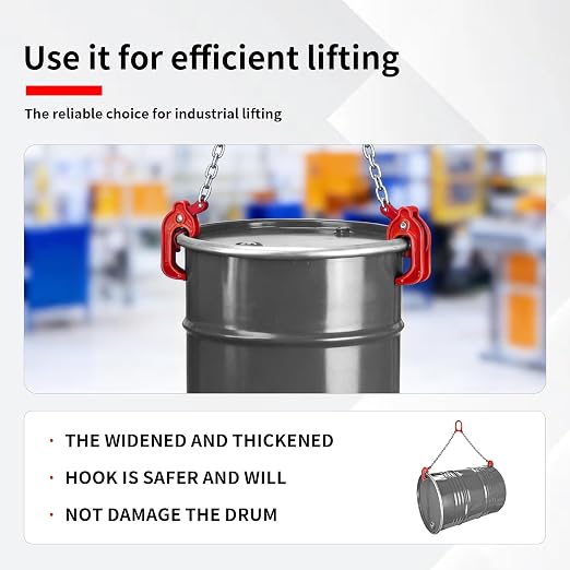 Oil Drum Lifting Clamp, 1 Ton Capacity, Heavy Duty Steel, for 55 Gallon Drums, Manual Drum Lifter and Handler, 2000 lbs