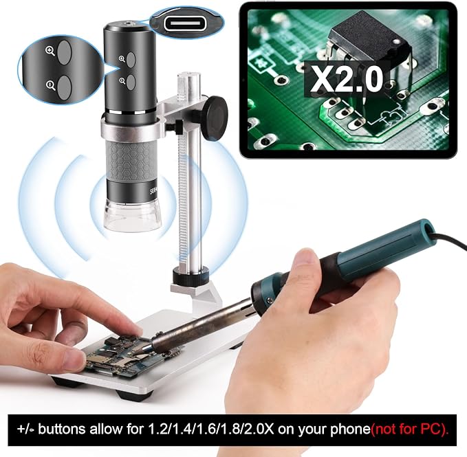 4K Microscope with Professional Stand for iPhone Android PC, 50-1000X Digital USB Microscope Endoscope HD Camera for All Cellphones iPad Android Tablet Windows Mac Chrome Linux