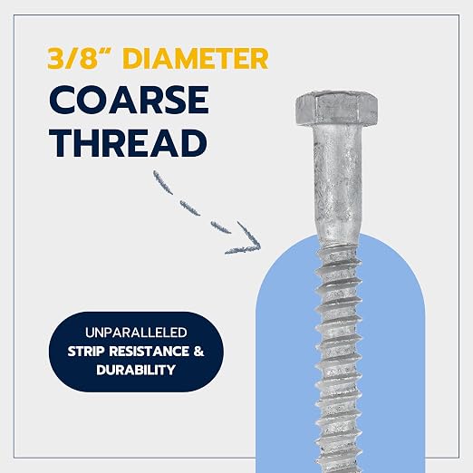 3/8 x 3-1/2 (50 Pack) Lag Screw Kit, 50 Screws and 50 washers, Hot Dip Galvanized, Meets ASME B18.2.1 Industrial/Commercial Grade by Makers Bolt