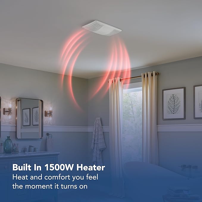 Broan-NuTone Non-Lit PowerHeat Bathroom Exhaust Fan and Heater, 110 CFM, 2.0 Sones, White