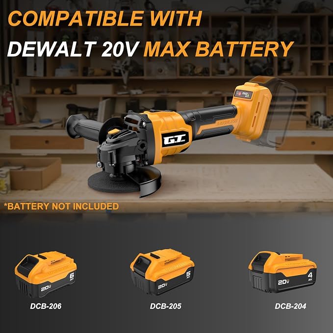 Cordless Angle Grinder Compatible with Dewalt Battery 20V Max, 4-1/2 Inch Power Electric Angle Grinder Tool with Handle, 6 Discs for Grinding, Cutting, Polishing