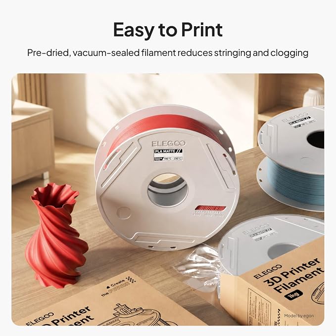 ELEGOO Matte PLA 3D Printer Filament with Reusable Spool，1.75 mm Printing Filament Navy Blue 1 kg, Dimensional Accuracy +/- 0.02 mm, Compatible with Most 3D Printers
