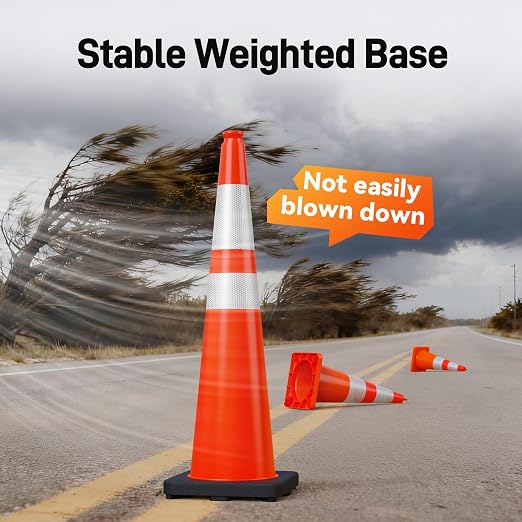 HiGiant 36 Inch Traffic Cones 5 Pack, Orange Safety Cone with Weighted Base, High-Visibility and Impact-Resistant, for Parking, Road Construction, Drivers Training, Driveway