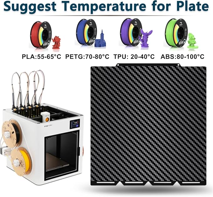 Diamond+Carbon U1 Build Plate for Snapmaker U1 3D Printer, 276x293mm Dual-Sided PEO PET Magnetic Spring Steel Bed U1 Plate, High-Temp Resistant Printing Surface for Snapmaker U1 3D Printer Accesseries