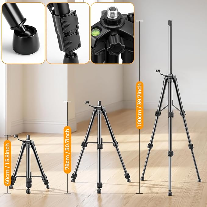 SOARFLY Laser Level with Tripod, 4x360° Self-Leveling Green Beam 4D Laser Level, Dual 4000mAh Lithium Batteries, Laser Level kit for Tile Installation, Framing, Picture Hanging & Home Renovation