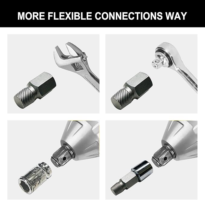 26PCS CR-MO Screw Extractor Set,Hex-Head Multi-Spline Screw Easy-out Screw Extraction Set 3/8" Inch Drive Hex-Head, Broken Bolt Remover, Stripped Fastener Tool for Stripped, Rounded, Damaged