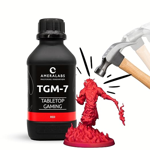 TGM-7 3D Printing Resin for Tabletop Miniatures – Tough, High Resolution, Low Odor, Fast Curing (Red, 1 kg)