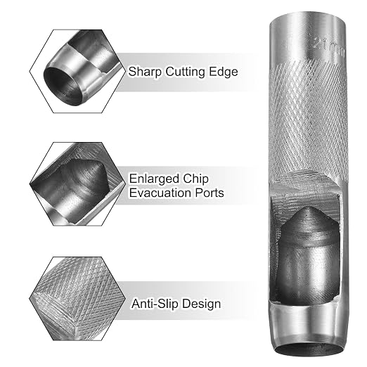HARFINGTON Leather Round Hole Punch, 21mm Hollow Hole Puncher Cutter Carbon Steel Circle Hole Punching Cutting Tool for Belt/DIY Leather Craft