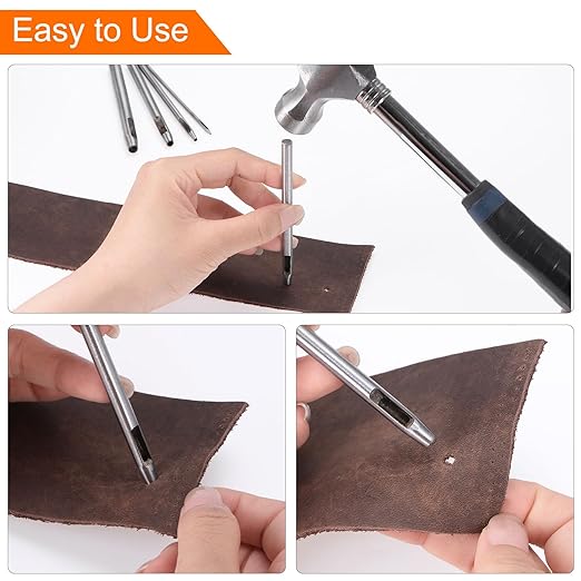 HARFINGTON Hollow Punch for Leather 38mm Round Hole Punch Tool for Belt Puncher Carbon Steel Single Punch for Watch Belts Cut Leather Craft Rubber Paper Fabric Plastic Soft Material
