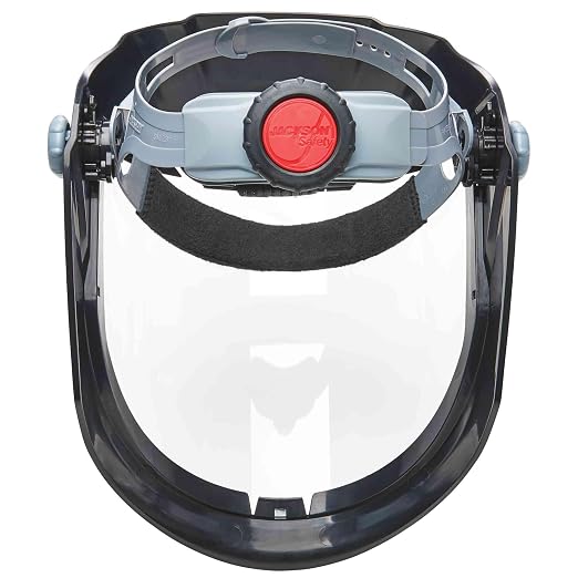 Jackson Safety Lightweight MAXVIEW Premium Face Shield - Mask with 370 Speed Dial Ratcheting Headgear, ANSI Z87.1, for Work, Grinding, Cutting - Anti Fog Coating - Clear Tint