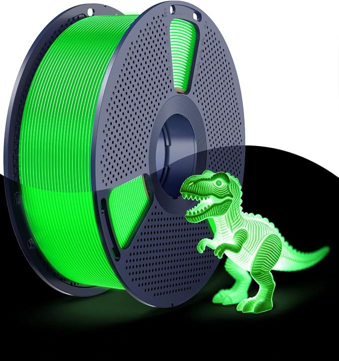 SUNLU Glow in the Dark PLA Filament 1.75mm, Luminous PLA 3D Printer Filament, Long-Lasting Brightness & High Toughness, 1kg Spool (2.2lbs), Fits Most FDM Printers, Green PLA, Glow Green