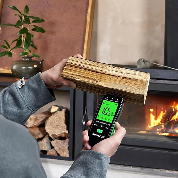 RDINSCOS Digital Wood Moisture Meter | Firewood and Lumber, Replaceable pins, Wall and Building, Humidity Tester,Built in Flashlight