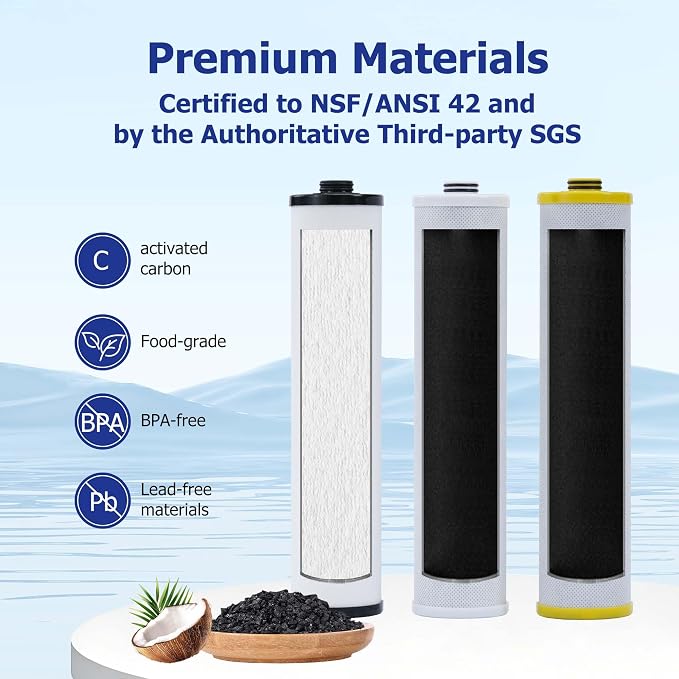 Replacement Water Filter for Aquasana® Filter Replacement | Aquasana® AQ-5300+R | Claryum® 3-Stage Max Flow AQ-C3M-R | AQ-6300M, Reduce 99% of Chlorine, Taste and Sediment, 3-Pack