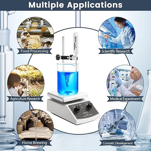 HYCC Magnetic Stirrer Hot Plate Max 520℉, 100-2000RPM Hot Plate with Magnetic Stirrer, 2000mL Magnetic Hotplate Stirrer, Magnetic Stirrer w/Thermometer, Magnetic Stir Bar, Stir Bar Retriever