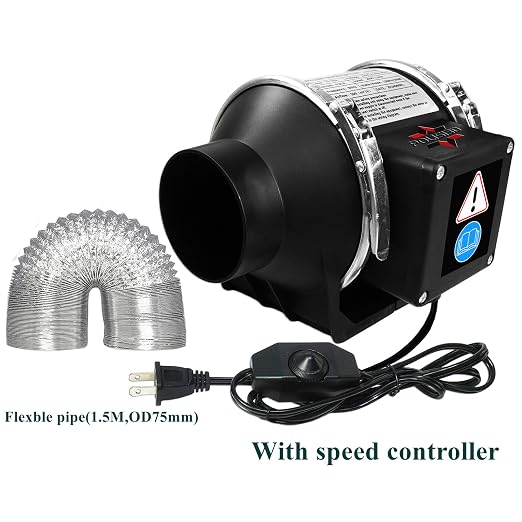 POLISI3D Powerful 3 Inch Duct Fan Ventilation AC Vent Blower Exhaust Air Fan with Speed Controller, Enhanced Air Flow, Low Noise for 3D Printer Enclosure, Grow Tent Ventilation Equipment