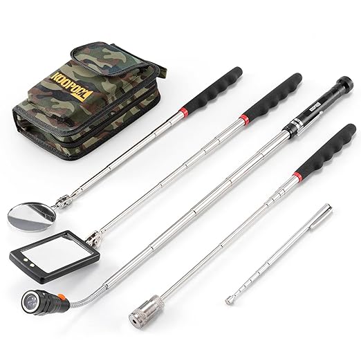 Telescoping Magnetic Pickup Tool Set, Inspection Mirror Telescoping, LED Flashlight, Cool Gadgets for Men, Stocking Stuffers, Gifts for Dad, Husband, Kids, Boyfriend, Magnet Stick (Camo)