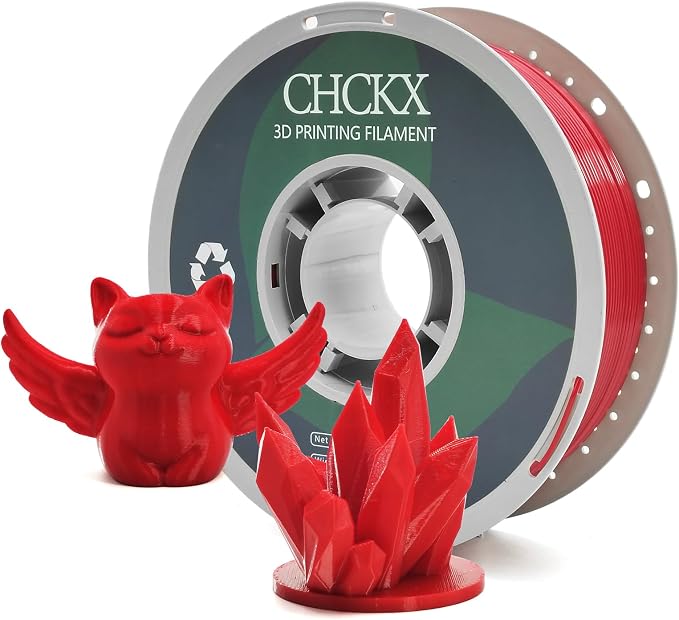 PETG 3D Printer Filament, Dimensional Accuracy +/- 0.03 mm, 1kg Spool(2.2lbs), 1.75 mm Fit for Most 3D Printers,Red