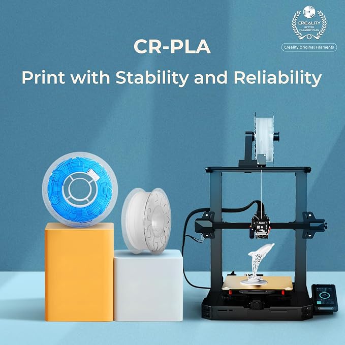 Creality PLA Filament 1.75mm White, 3D Printer Filament 1kg (2.2lbs) Spool, High Toughness & Warp-Free, Dimensional Precision ±0.03mm, Printing Filament for All FDM 3D Printers