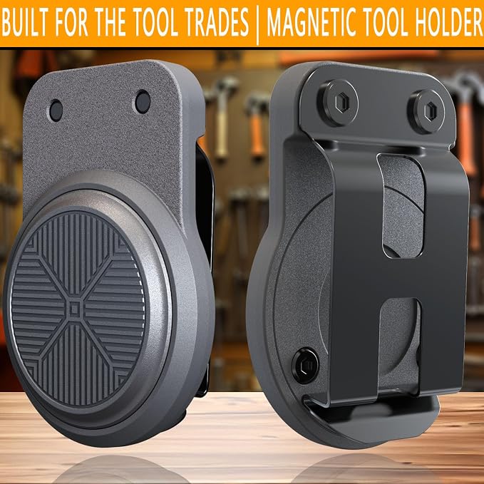 Magnetic Tool Holder | Strong Magnet Clip-On Belt Holster for Wrench, Pliers, Screw Driver, Hammer, Screws, Nails, Sockets, Trowel, Drill Bit, or Any Magnetic Tool and Hardware Holder