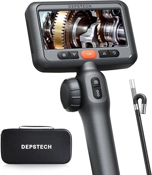 DEPSTECH DS650 210° Two-Way Articulating Borescope Tool, Industrial Endoscope Camera with Lights, 0.24in Slim Probe, DS700SE 7'' IPS Endoscope Camera with Lights, 1080P Triple-Lens Digital Borescope