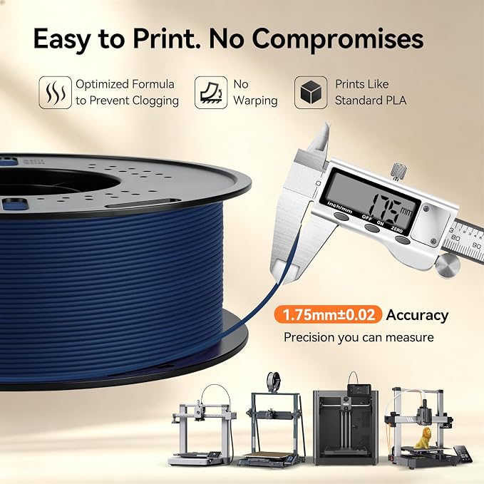 Kingroon Matte PLA Filament 1.75mm 3D Printer Filament Matte Filament 1kg Dimensional Accuracy +/- 0.02 mm (Matte Blue)
