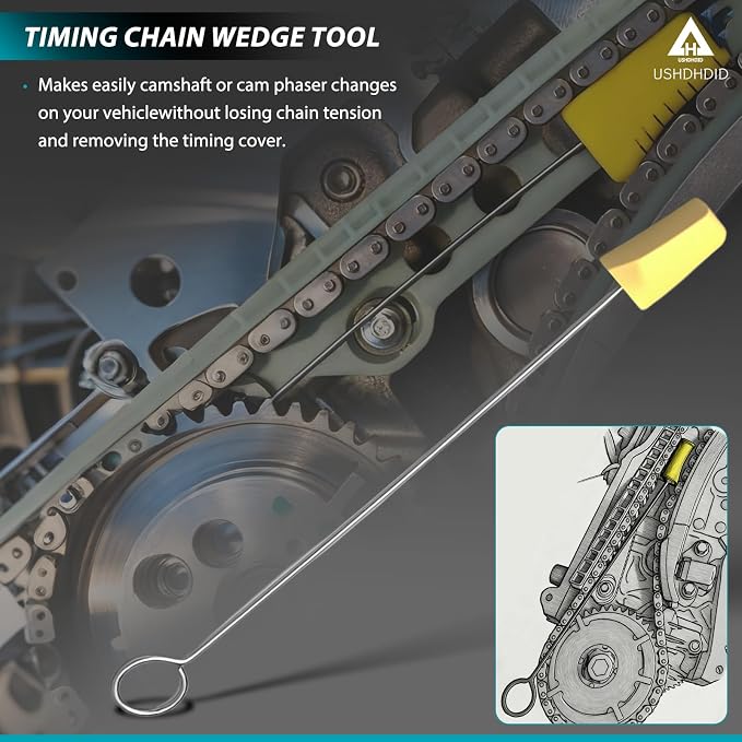 Timing Belt Tools Set Fits for Ford 4.6L, 5.4L 6.8L 3V Engines, Including Cam Phaser Holder Tool, Timing Chain Locking Wedge Tool, Valve Spring Compressor Tool, Crankshaft Positioning Pulley Bolt Tool