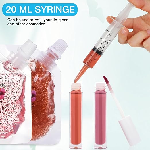 12 Pack 20ml Plastic Syringes, Individually Sealed with Measurement & Cap for Feeding Pets, Liquid, Jello Shots, Lip Gloss, Paint, Epoxy Resin, Oil, Watering Plants, Refilling (20ml, Plastic)