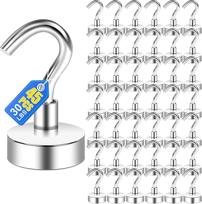 LOVIMAG Magnetic Hooks, Cruise Essentials 2026, 12 Pack-30LBS | Heavy Duty Strong Magnet Hook for Cruise Cabin, Refrigerator Fridge, Ship, Classroom, Kitchen Grills, Black