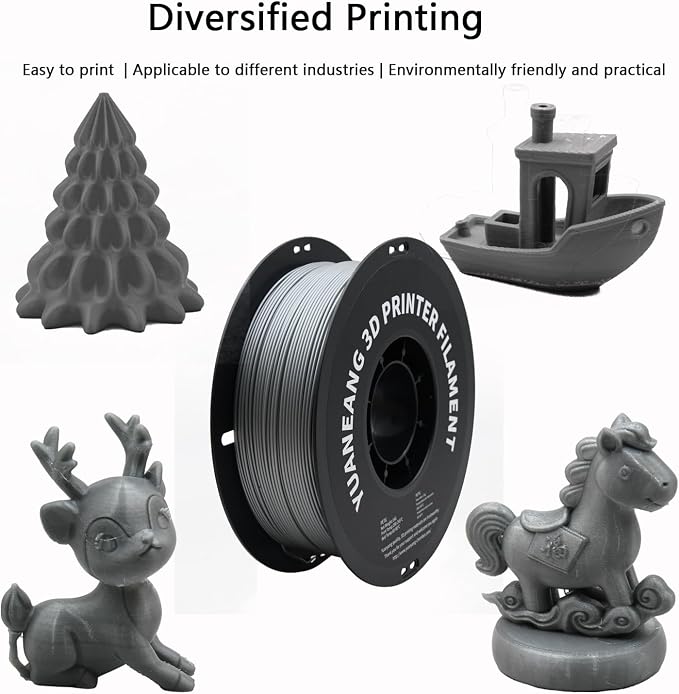 PETG 3D Printer Filament, Dimensional Accuracy +/- 0.03 mm, 1 kg Spool(2.2lbs), 1.75 mm, Silver