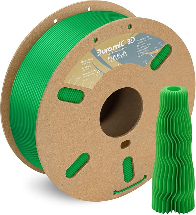 DURAMIC 3D PLA+ Printer Filament 1.75mm PLA Plus Neatly 2Kg Spool(2.2lbs) | PLA Pro Tougher and Stronger, Dimensional Accuracy Probability +/- 0.02mm Green