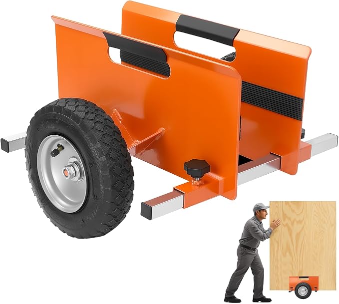 10" Panel Dolly 700LB Capacity Cart Heavy-Duty Drywall Cart, Pneumatic Wheels, Adjustable Frame for Drywall, Plywood, Doors | Indoor & Outdoor Use (Orange)