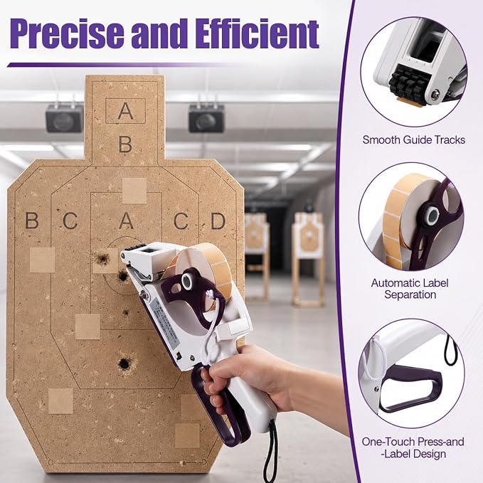 Label Applicator, Manual Applicator Target Paster Tape Gun with 2 Rolls Square Target Pasters Hand Held Portable Sticker Labeler for Retail Store Warehouse Targets Repair Yh-30