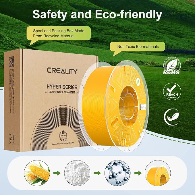 Creality Hyper PLA Filament 1.75mm, RFID 3D Printer Filament for High Speed 30-600mm/s, PLA Filament Support CFS, Fits for K2 Plus Combo and Most 3D Printers 1kg(2.2lbs)/Spool
