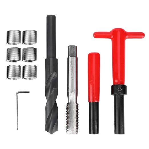 Jeanoko 11Pcs M16x2 Thread Repair Kit Stainless Steel Twisted Drill Tap Wrench Threaded Insert Tool for High Voltage Switchgear