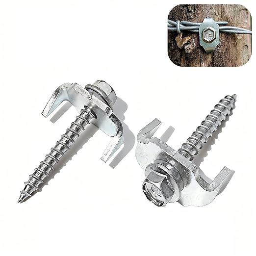 Wire Wood Fencing Fasteners Staple, Fence Nails Clips Post Screw for Wire Mesh and Woven Fencing, Quickly Install with Power Drill (Stainless Steel)