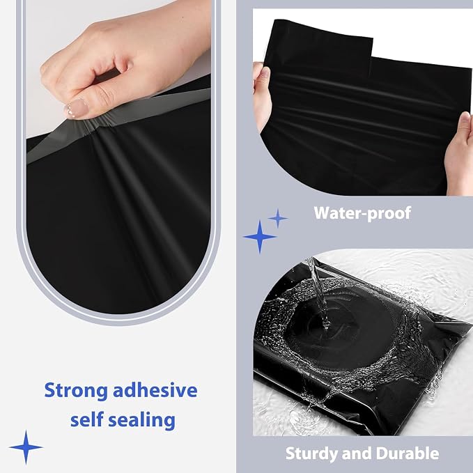Fuxury 600 Pack 17.7x22" Black Large Poly Mailers Bulk,Waterproof Mailing Envelopes for Clothing,XL Strong Adhesive Self Seal Poly Shipping Bags for Postage Return Books Small Business