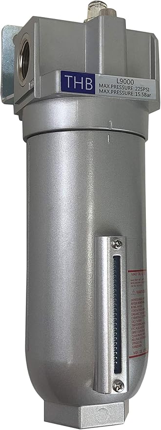 THB Industrial Grade Lubricator Oiler for Compressed AIR LUBRICATE Pneumatic AIR Tools, Metal Bowl with Visible Sight Glass, 225 PSI MAX (3/4" NPT, 11oz)