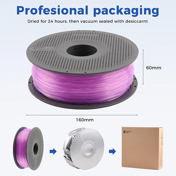 Bamboo Original TPU 90A 1.75MM Filament Exceptional Wear Resistance for Lasting Performance with RFID for Bambu Lab A1,A1MINI,X1,P1 AMS 1KG +/- 0.03mm AMS HT Compatible (White 51105)