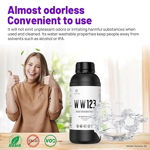 RESIONE Water-Washable 3D Printer Resin, Crystal Clear, – Low Odor, Fast Curing, High Precision Photopolymer Resin for LCD DLP MSLA, Easy to Clean with Water, Beginner Friendly, 1KG