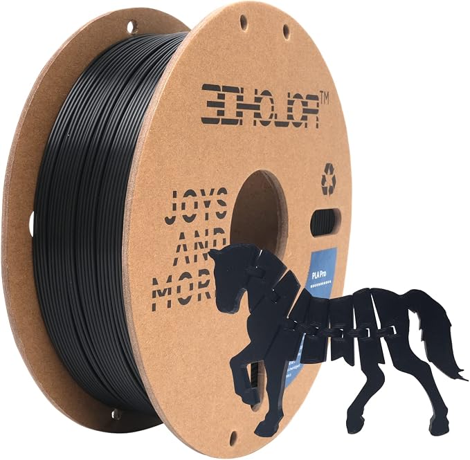 3DHoJor PLA Pro Filament 1.75mm (PLA+ Filament), 1kg 3D Printer PLA Filament, 3D Printing Filament, Cardboard Spool, Dimensional Accuracy +/- 0.03 mm, Fit Most FDM 3D Printer-Black