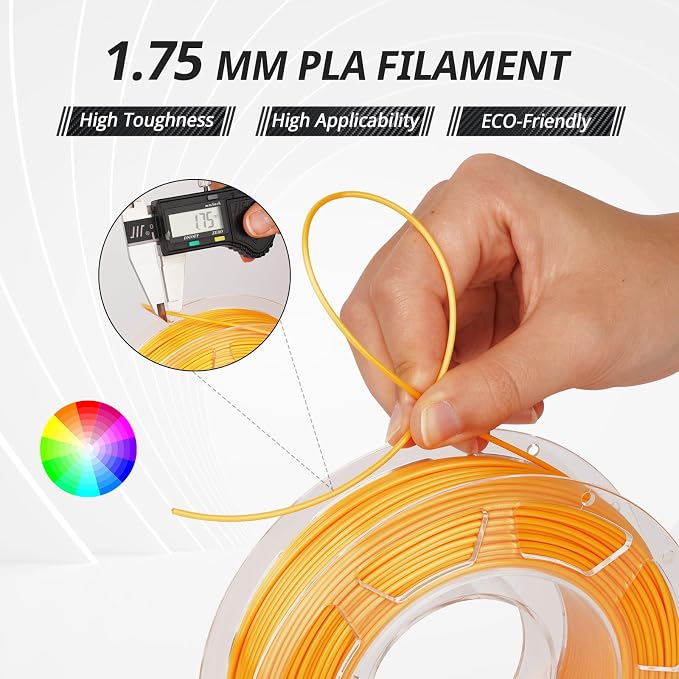 AMOLEN PLA 3D Printer Filament PLA Filament 1.75mm Silk Filament Bundle,Gold, Silver,Bronze, Red Copper,3D Printing Filament Bundle, 200gX 4 Spools