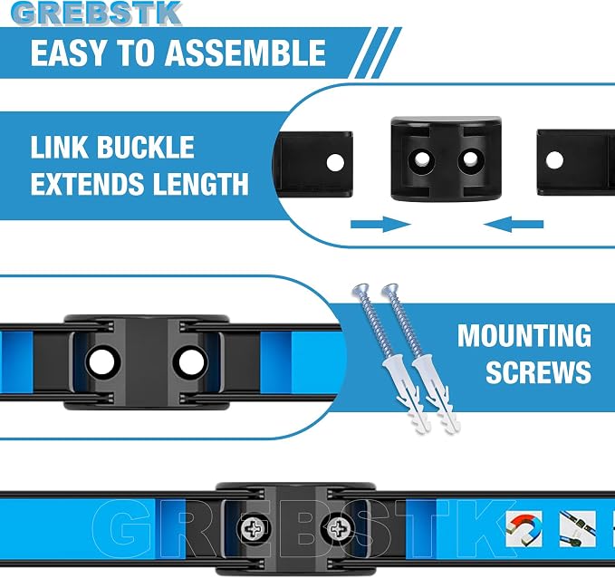 GREBSTK 24 IN Magnetic Tool Holder Strip Heavy Duty Magnetic Tool Bar Metal Tool Organizer Rack with Mounting Screws, 4PCS